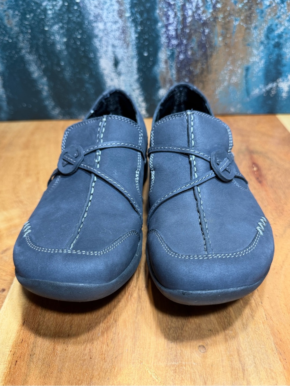 Clarks Minimalist Wave Walk Navy‎ Leather Comfort Loafers 2010s (VGUC) - Picture 2 of 11